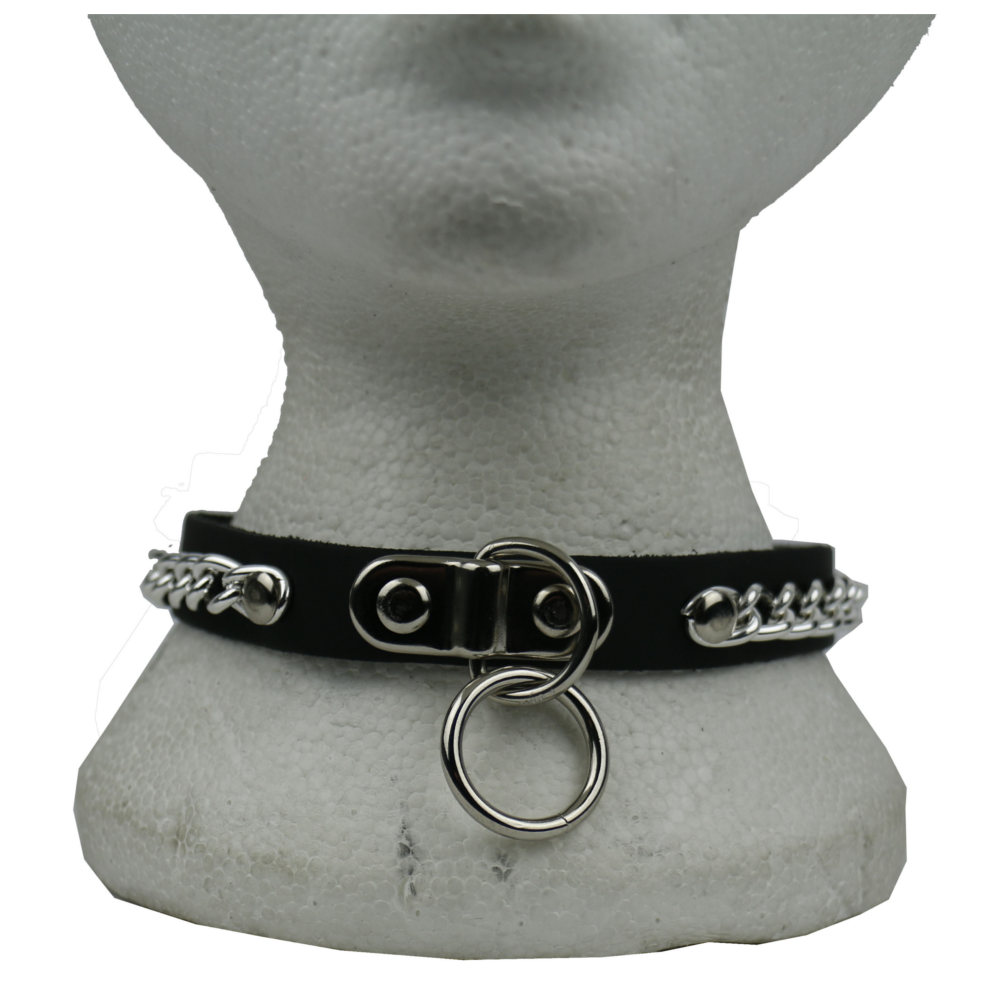Bullet 69 Funky Punk - 1 row handle plate with ring and riveted chain foulard - Noir